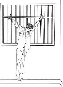 中共酷刑示意圖：吊銬
